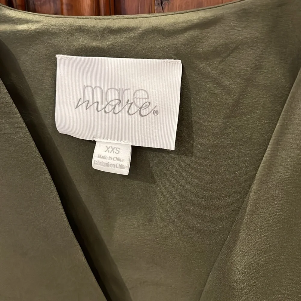 Anthropologie Olive Green V-Neck Flutter Sleeve Blouse